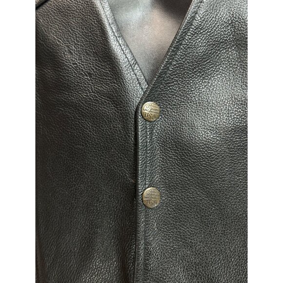 CLASSIC LEATHER Black Vest Men 46/XL-XXL Button VNeck Side Laces Western Cowboy - Picture 7 of 12